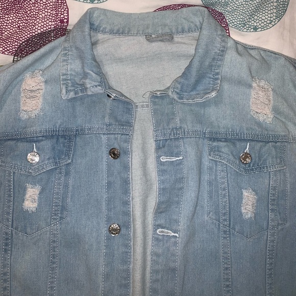 Ripped Light Blue Jean Jacket - Picture 4 of 5
